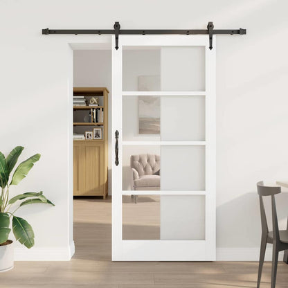 Sliding Door White 93 x 202 cm Solid Pine Wood and Glass