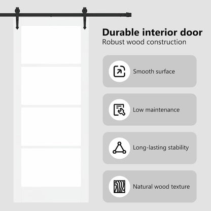 Sliding Door White 93 x 202 cm Solid Pine Wood and Glass
