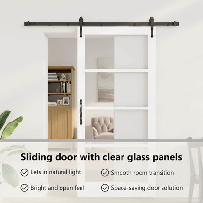 Sliding Door White 93 x 202 cm Solid Pine Wood and Glass