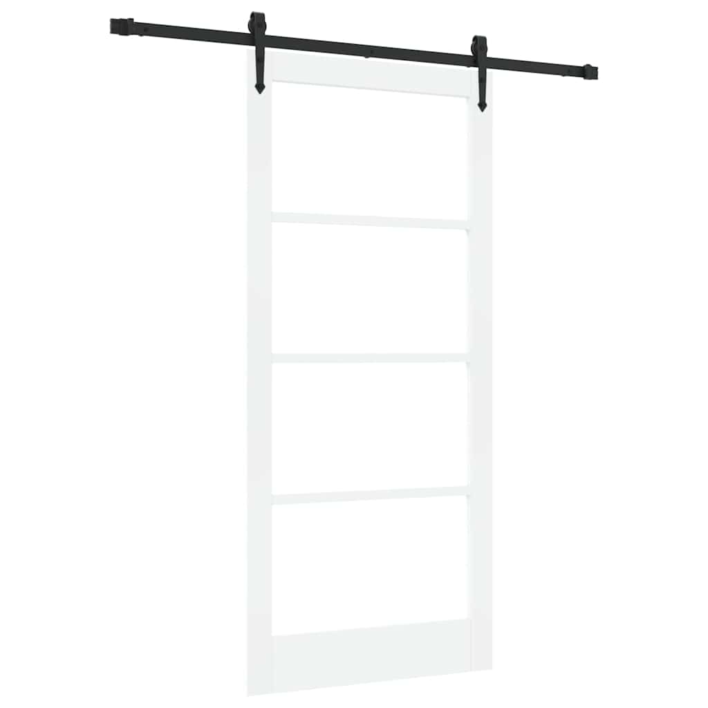 Sliding Door White 93 x 202 cm Solid Pine Wood and Glass