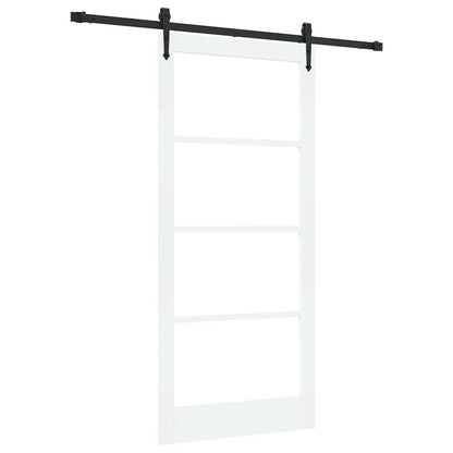 Sliding Door White 93 x 202 cm Solid Pine Wood and Glass