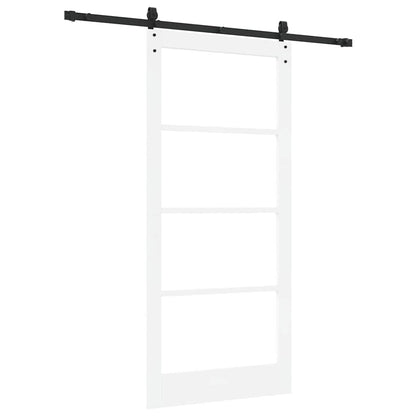 Sliding Door White 93 x 202 cm Solid Pine Wood and Glass