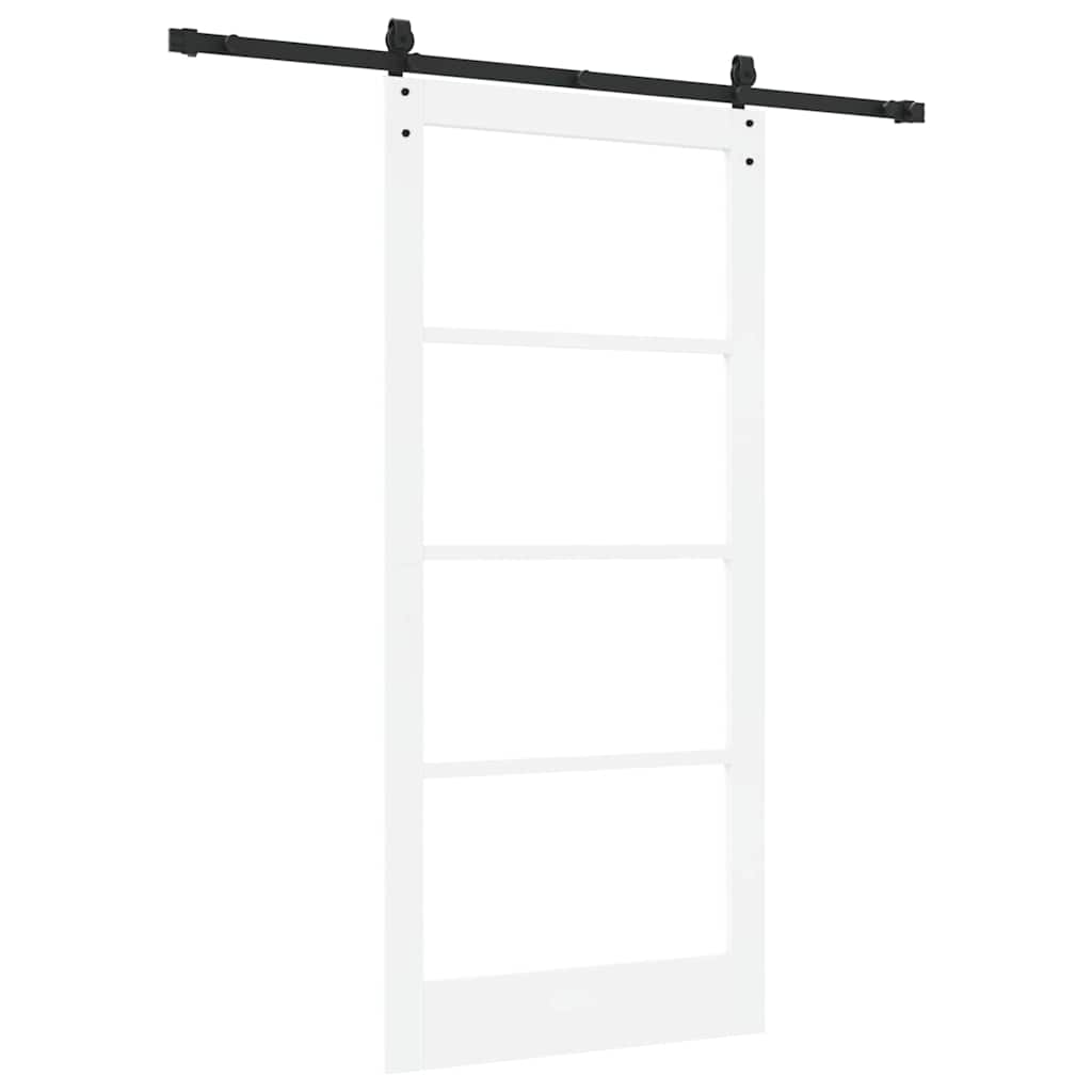 Sliding Door White 93 x 202 cm Solid Pine Wood and Glass