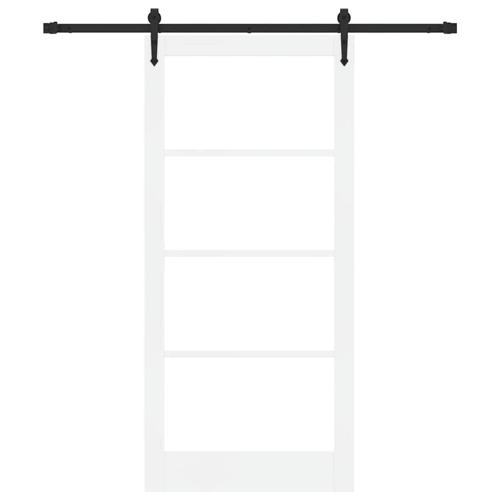 Sliding Door White 93 x 202 cm Solid Pine Wood and Glass