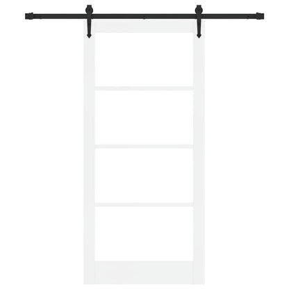Sliding Door White 93 x 202 cm Solid Pine Wood and Glass