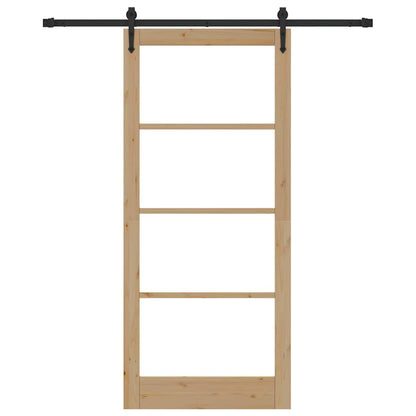 Sliding Door Natural 93 x 211 cm Solid Pine Wood and Glass