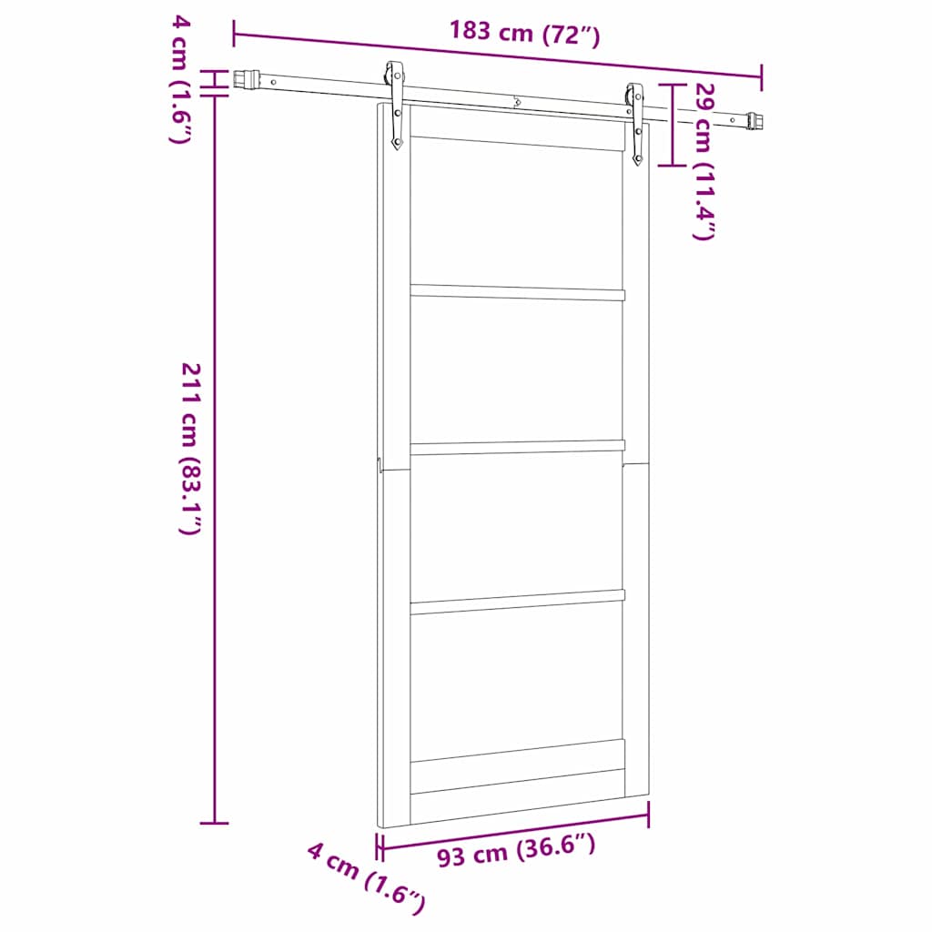 Sliding Door Natural 93 x 211 cm Solid Pine Wood and Glass
