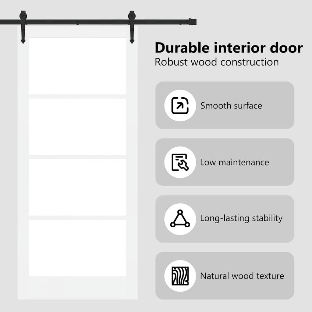 Sliding Door White 93 x 211 cm Solid Pine Wood and Glass