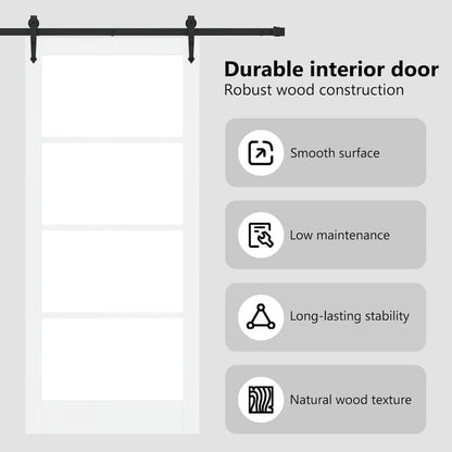 Sliding Door White 93 x 211 cm Solid Pine Wood and Glass