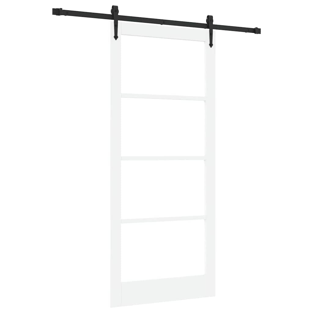 Sliding Door White 93 x 211 cm Solid Pine Wood and Glass