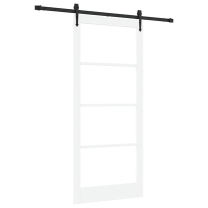 Sliding Door White 93 x 211 cm Solid Pine Wood and Glass