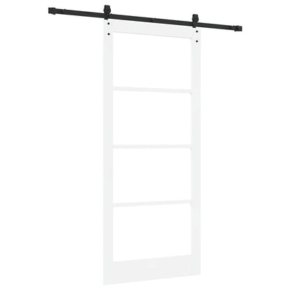Sliding Door White 93 x 211 cm Solid Pine Wood and Glass
