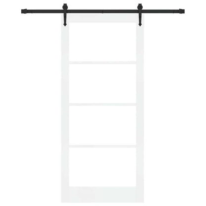 Sliding Door White 93 x 211 cm Solid Pine Wood and Glass