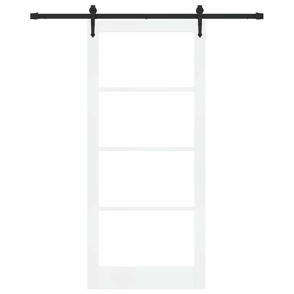 Sliding Door White 93 x 211 cm Solid Pine Wood and Glass