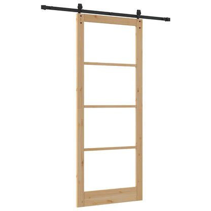 Sliding Door Natural 93 x 232 cm Solid Pine Wood and Glass