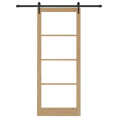Sliding Door Natural 93 x 232 cm Solid Pine Wood and Glass