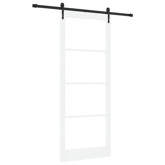 Sliding Door White 93 x 232 cm Solid Pine Wood and Glass