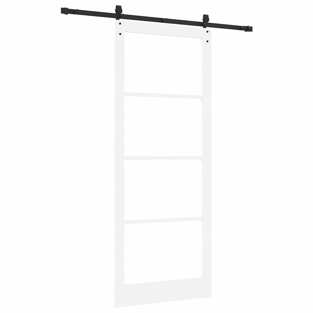 Sliding Door White 93 x 232 cm Solid Pine Wood and Glass