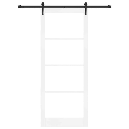 Sliding Door White 93 x 232 cm Solid Pine Wood and Glass
