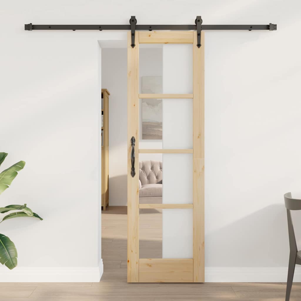 Sliding Door Natural and Black 61 x 198.5 cm