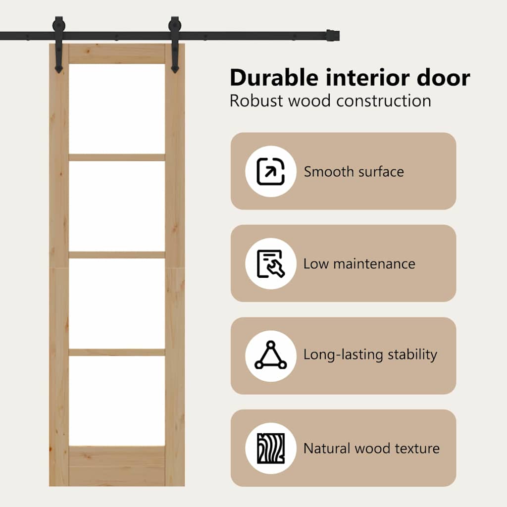 Sliding Door Natural and Black 61 x 198.5 cm