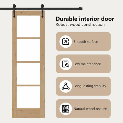 Sliding Door Natural and Black 61 x 198.5 cm