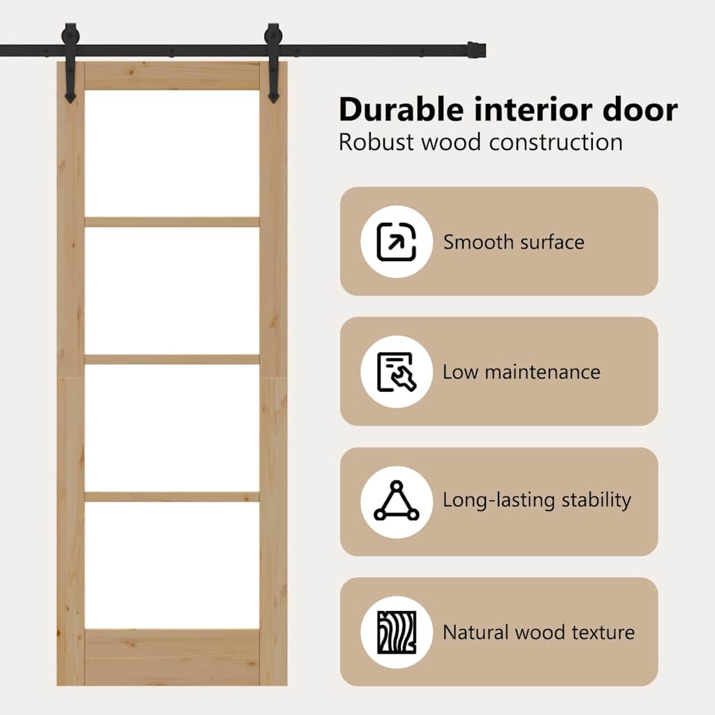 Sliding Door Natural and Black 73.5 x 198.5 cm