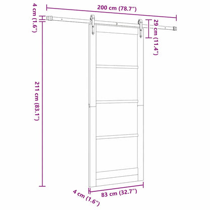Sliding Door White and Black 83 x 211 cm
