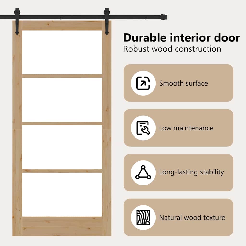 Sliding Door Natural and Black 93 x 202 cm