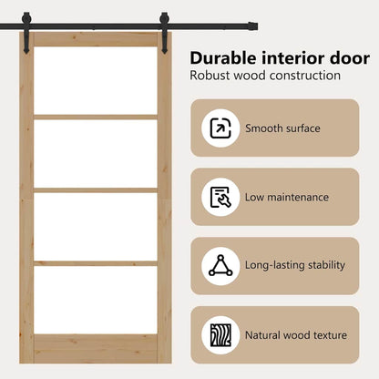 Sliding Door Natural and Black 93 x 202 cm