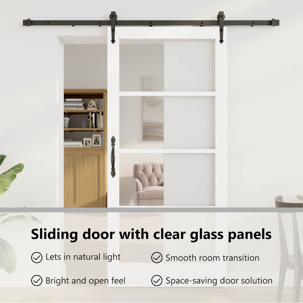 Sliding Door White and Black 93 x 202 cm