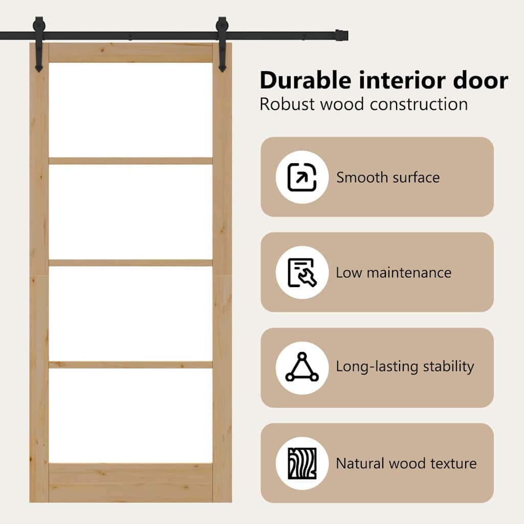 Sliding Door Natural and Black 93 x 211 cm