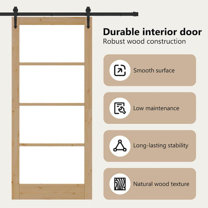 Sliding Door Natural and Black 93 x 211 cm