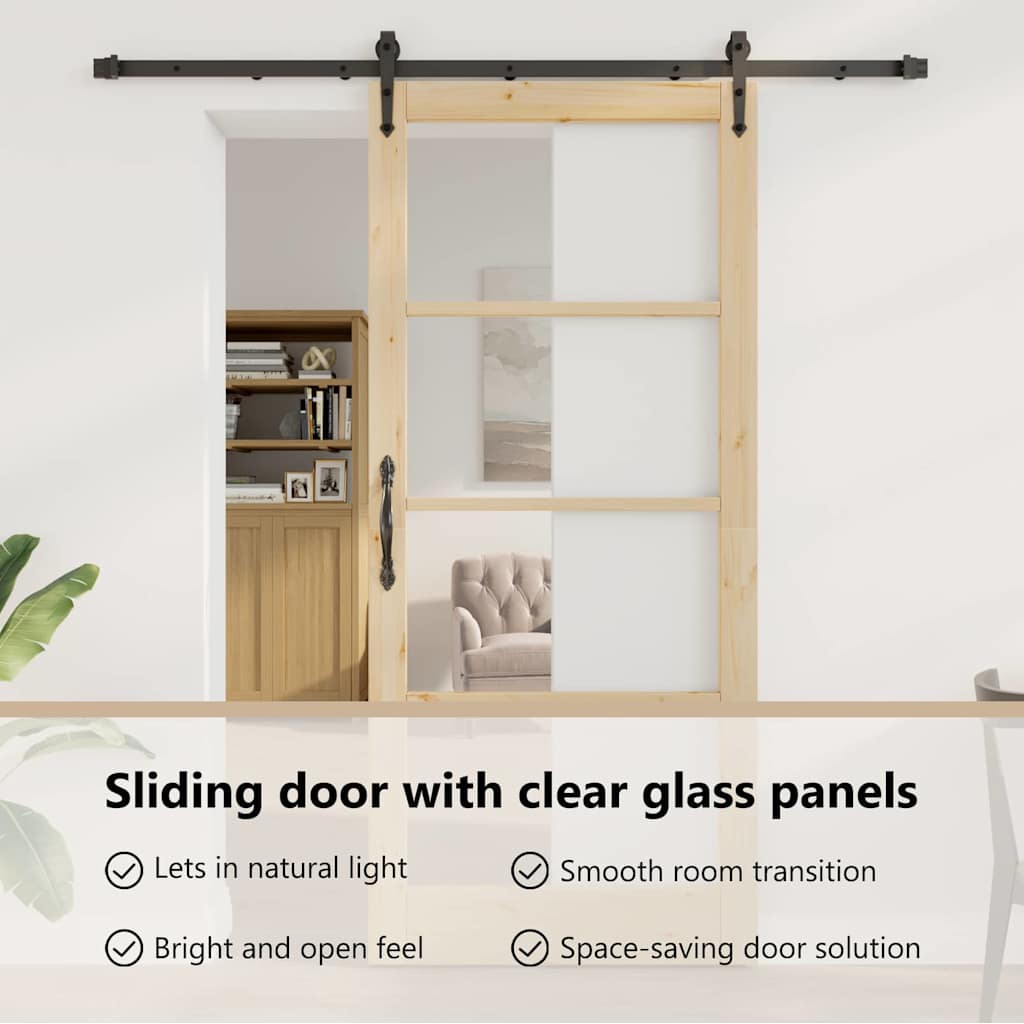 Sliding Door Natural and Black 93 x 211 cm