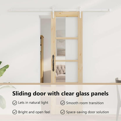 Sliding Door Natural 61 x 198.5 cm Solid Pine Wood and Glass