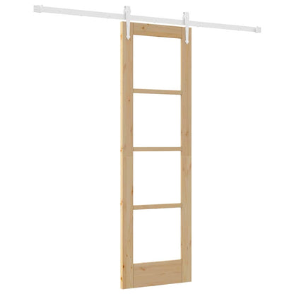 Sliding Door Natural 61 x 198.5 cm Solid Pine Wood and Glass