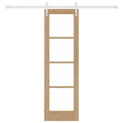 Sliding Door Natural 61 x 198.5 cm Solid Pine Wood and Glass