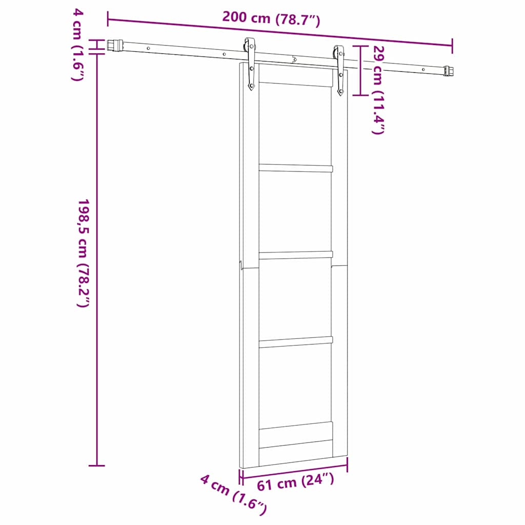 Sliding Door Natural 61 x 198.5 cm Solid Pine Wood and Glass