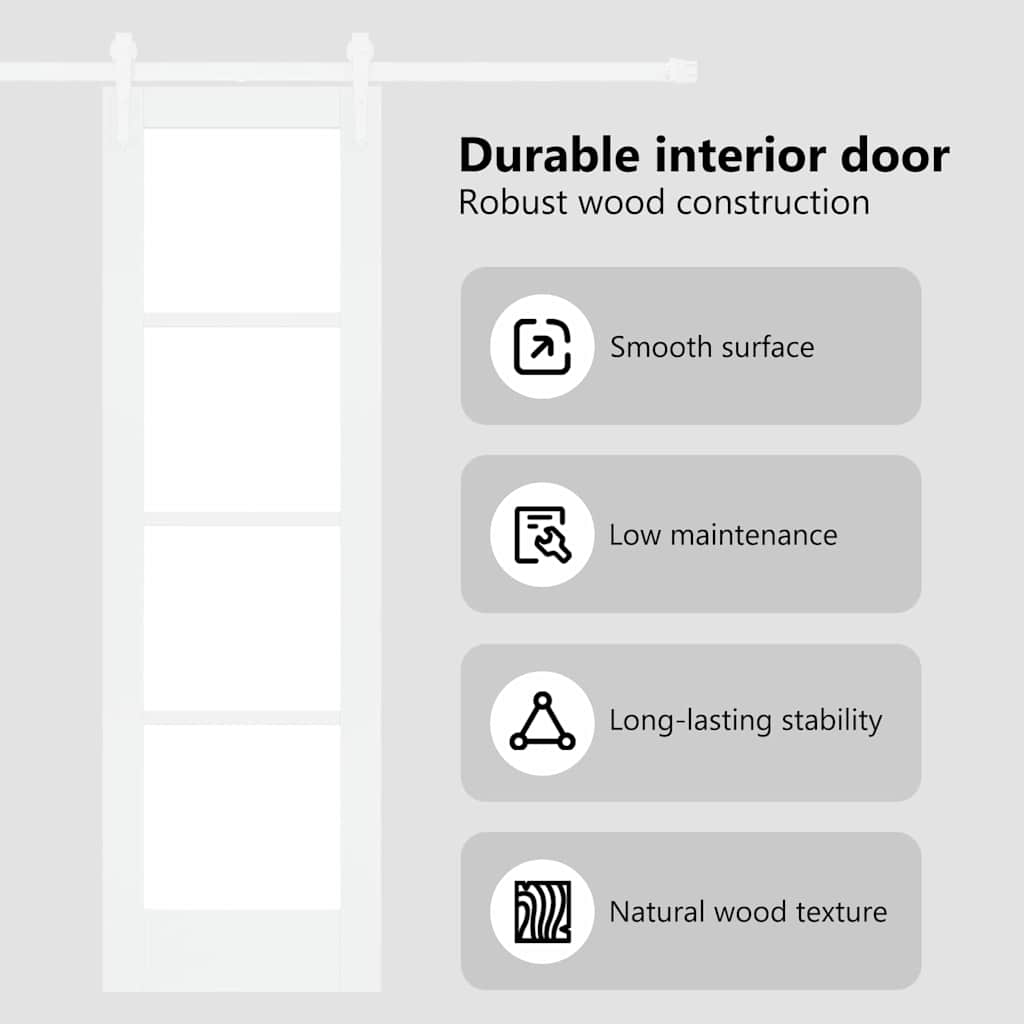 Sliding Door White 61 x 198.5 cm Solid Pine Wood and Glass
