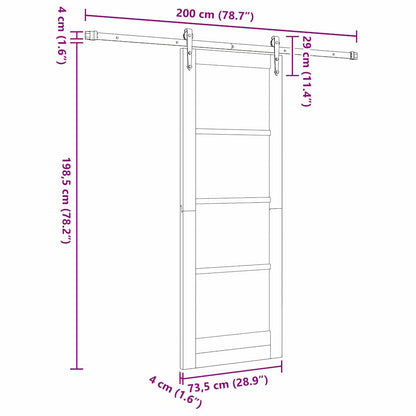 Sliding Door Manual Brown 73.5 x 198.5 cm Wood and metal