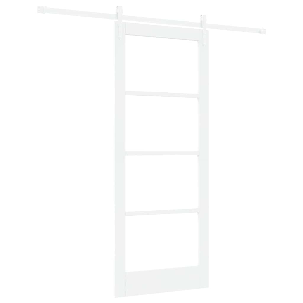 Sliding Door White 83 x 202 cm Solid Pine Wood and Glass