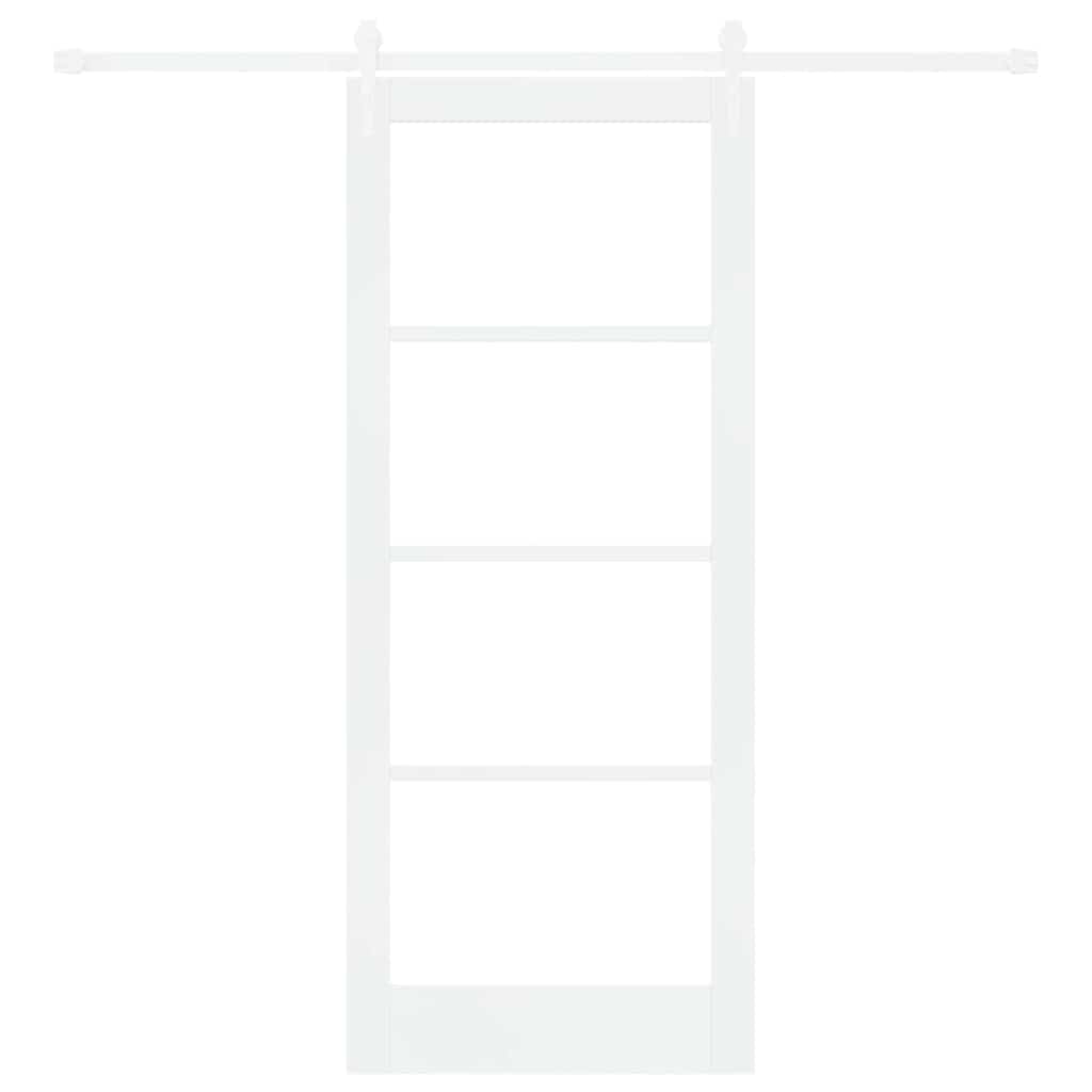 Sliding Door White 83 x 202 cm Solid Pine Wood and Glass