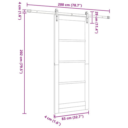 Sliding Door White 83 x 202 cm Solid Pine Wood and Glass