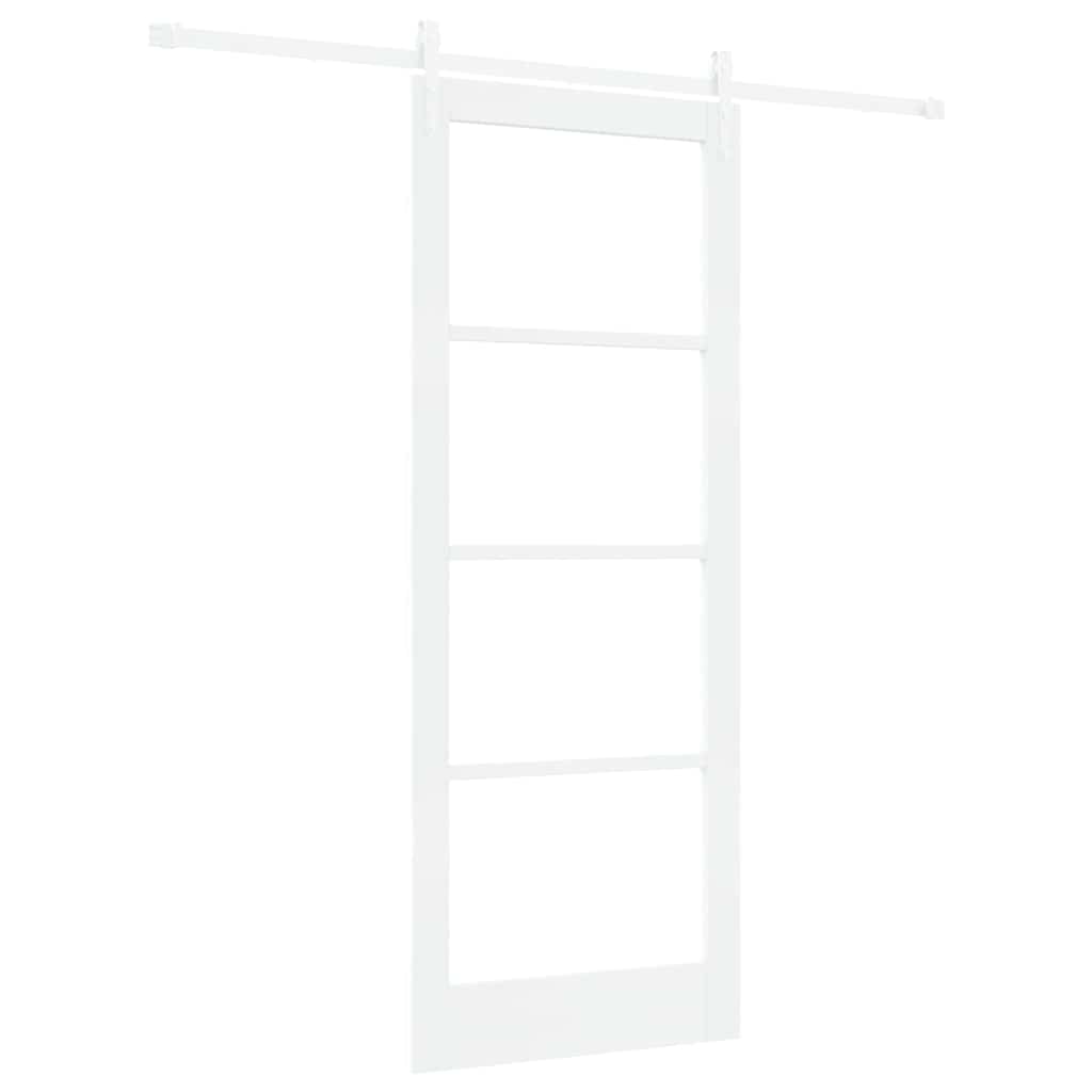Sliding Door White 83 x 211 cm Solid Pine Wood and Glass