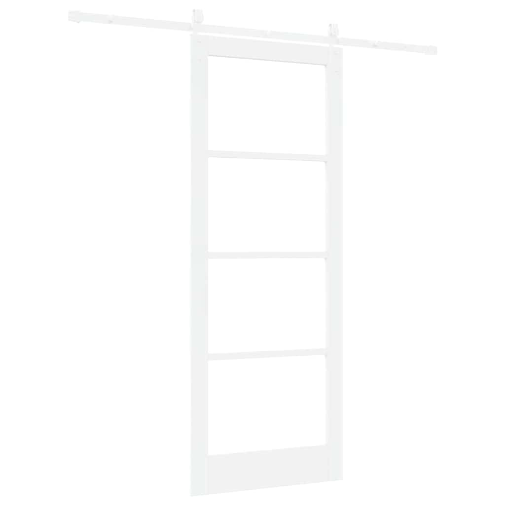 Sliding Door White 83 x 211 cm Solid Pine Wood and Glass