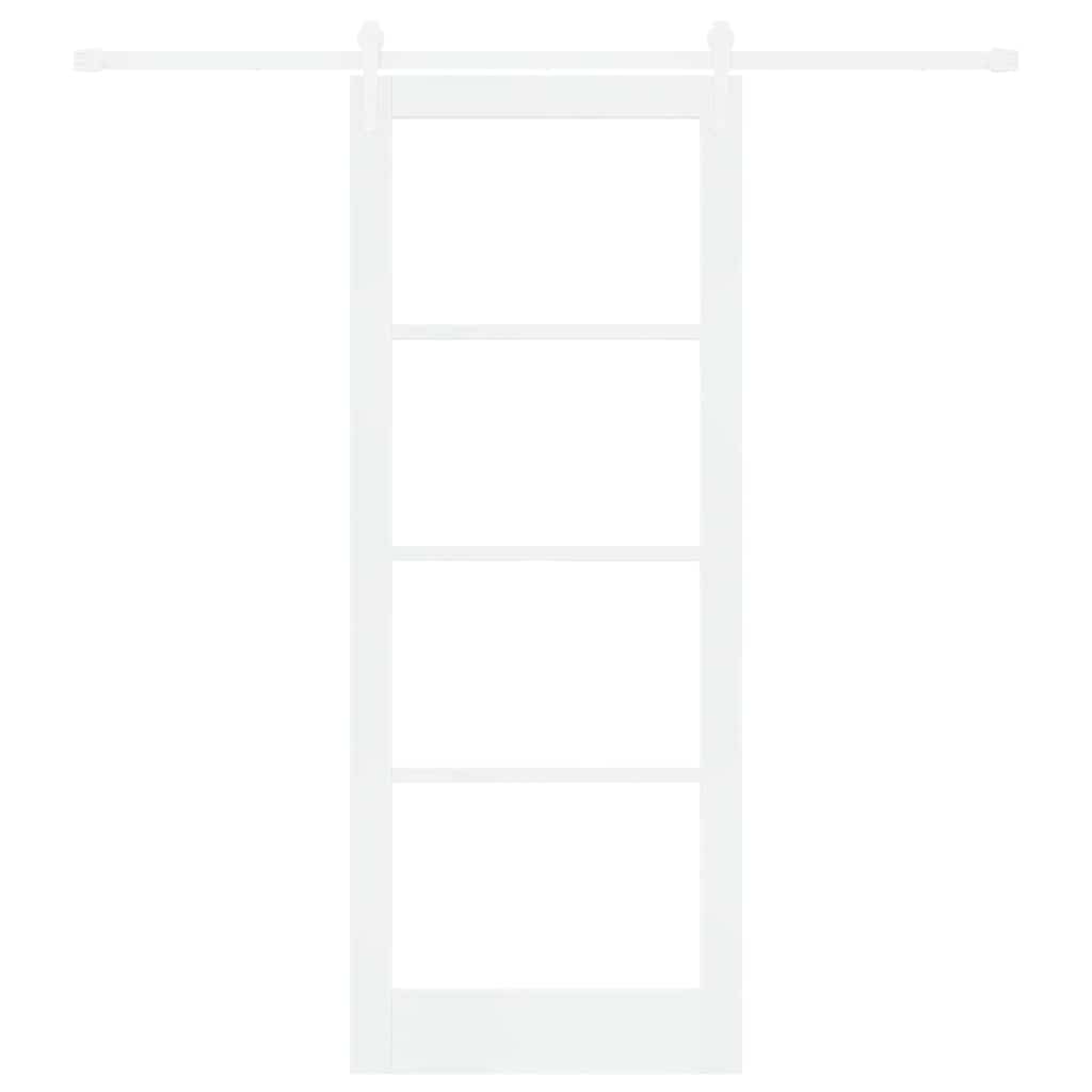 Sliding Door White 83 x 211 cm Solid Pine Wood and Glass