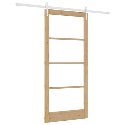 Sliding Door Natural 93 x 202 cm Solid Pine Wood and Glass