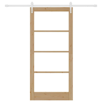 Sliding Door Natural 93 x 202 cm Solid Pine Wood and Glass