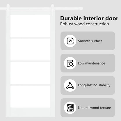 Sliding Door White 93 x 202 cm Solid Pine Wood and Glass