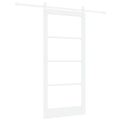Sliding Door White 93 x 202 cm Solid Pine Wood and Glass